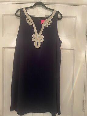 Lilly Pulitzer NWT Navy Dress with Gold Embellished Neckline